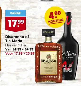 Hoogvliet Disaronno of Tia Maria 1 liter aanbieding