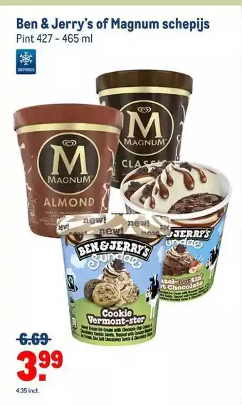 Makro Ben & jerry's of magnum schepijs aanbieding