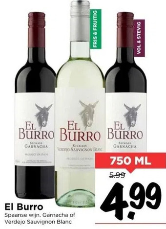 Vomar Voordeelmarkt El burro spaanse wijn. aanbieding