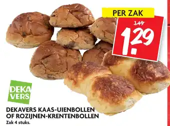 Dekamarkt Dekavers kaas-uienbollen of rozijnen-krentenbollen aanbieding