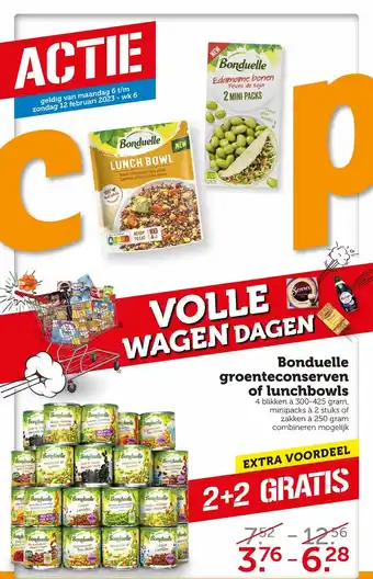 Coop Bonduelle groenteconserven of lunchbowls 4 blikken a 300-425 gram aanbieding