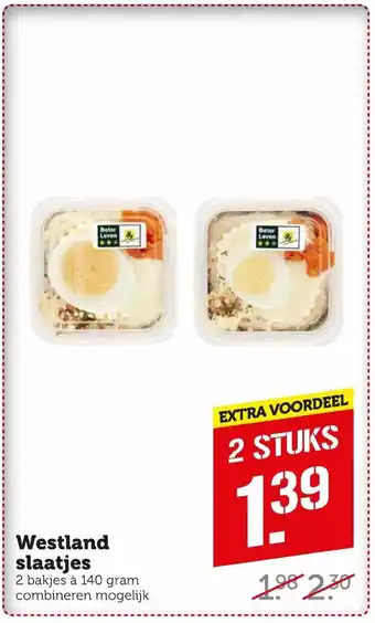 Coop Westland slaatjes 2 bakjes a 140 gram aanbieding