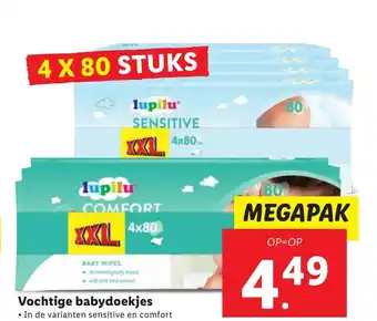 Lidl Vochtige babydoekjes 4 x 80 stuks aanbieding