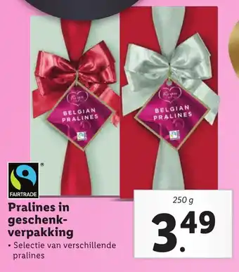 Lidl Pralines in geschenk-verpakking 250g aanbieding