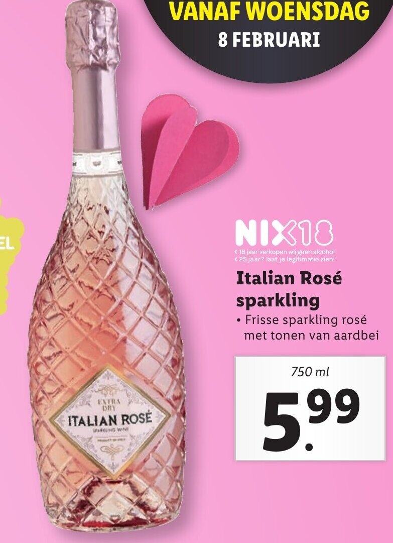 Italian rose sparkling 750ml aanbieding bij Lidl