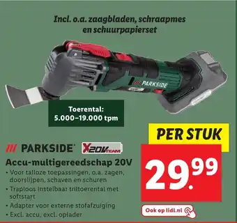 Lidl Parkside accu-multigereedschap 20V aanbieding