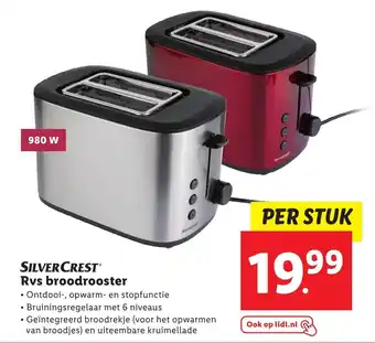 Lidl Silvercrest rvs broodrooster aanbieding