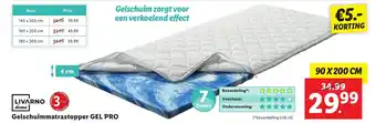 Lidl Livarno home gelschuimmatrastopper gel pro 90 x 200cm aanbieding