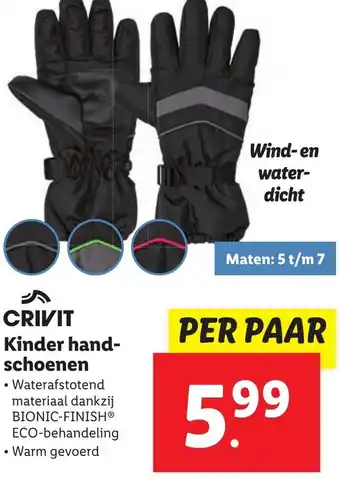 Lidl Crivit kinder hand-schoenen aanbieding