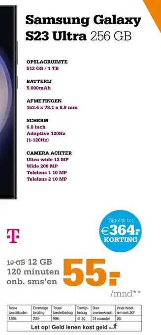 Telecombinatie Samsung galaxy s23 ultra aanbieding