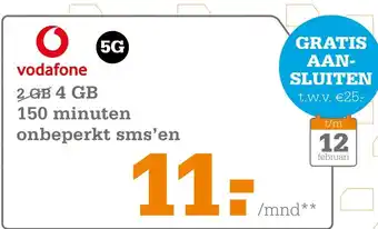 Telecombinatie Sim only vodafone aanbieding