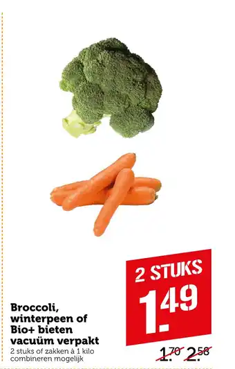 Coop Broccoli, winterpeen of Bio+ bieten vacuüm verpakt aanbieding