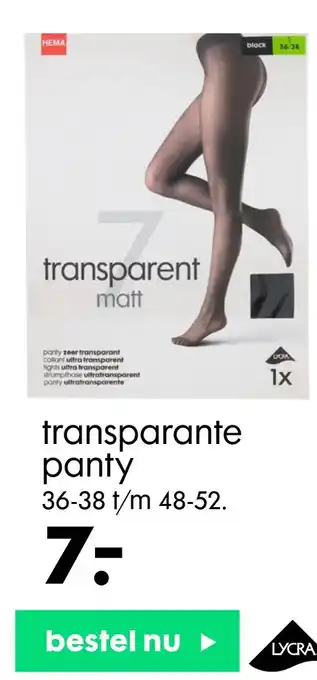 HEMA transparante panty aanbieding