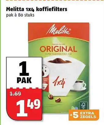 Poiesz Melitta 1x4 Koffiefilters aanbieding