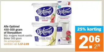 Albert Heijn Alle optimel 450-500g of literpakken 500g aanbieding