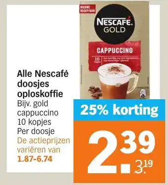 Albert Heijn Alle nescafe doosjes oploskoffie aanbieding