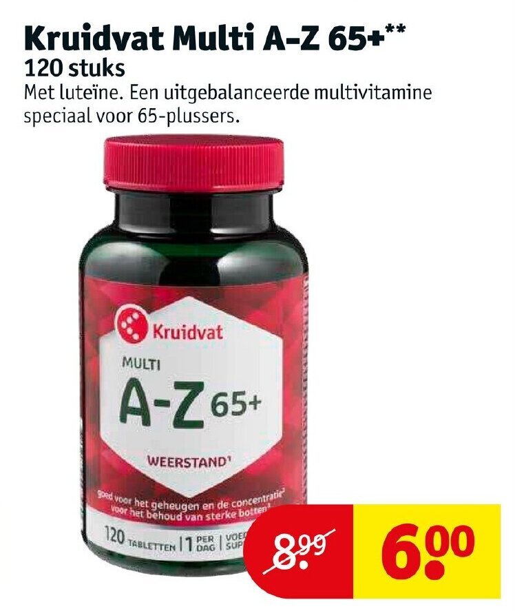 Kruidvat multi a-z 65+ 120 stuks aanbieding bij Kruidvat