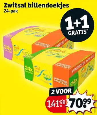 Kruidvat Zwitsal billendoekjes 24-pak 1+1 gratis aanbieding