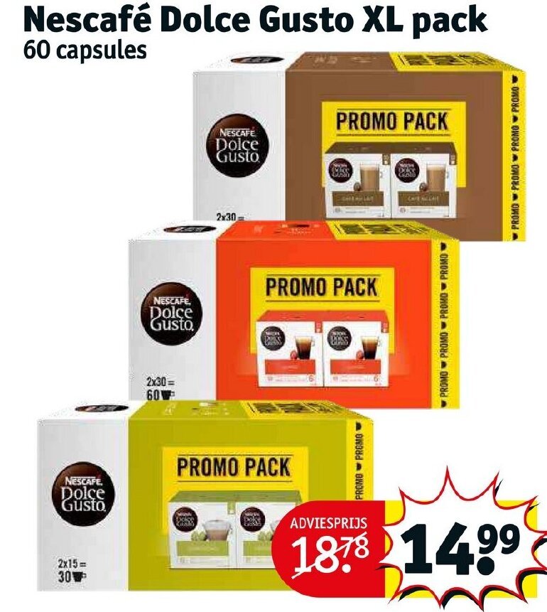 Nescafe dolce gusto XL pack 60 capsules aanbieding bij Kruidvat