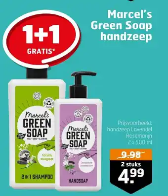 Trekpleister Marcel's green soap handzeep 1+1 gratis aanbieding