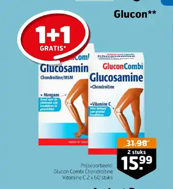 Trekpleister Glucon Combi Chondroitine Vitamine C 2 x 60 stuks aanbieding