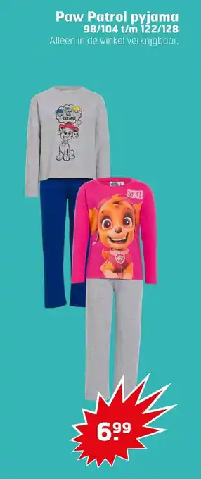 Trekpleister Paw Patrol pyjama 98/104 t/m 122/128 aanbieding