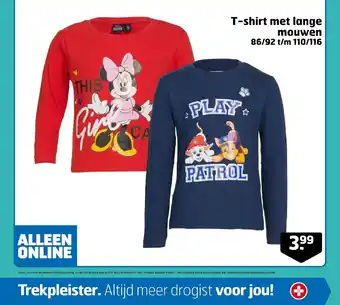 Trekpleister T-shirt met lange mouwen 86/92 t/m 110/116 aanbieding