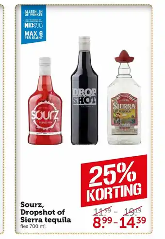 Coop Sourz, Dropshot of Sierra tequila 700 ml aanbieding