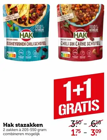 Coop Hak Stazakken 2*205-550g aanbieding