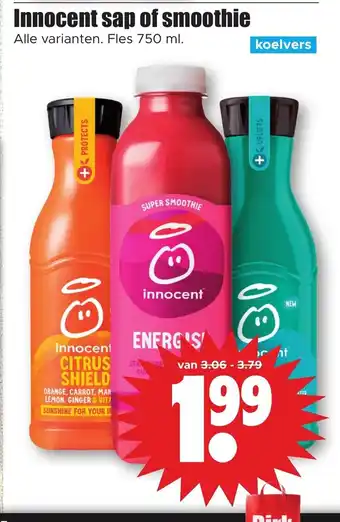 Dirk Innocent sap of smoothie fles 750 ml aanbieding