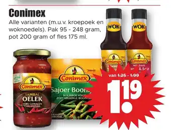 Dirk Conimex pak 95-248 gram, pot 200 gram of fles 175 ml aanbieding