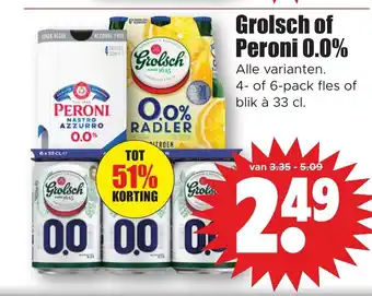 Dirk Grolsch of Peroni 0.0% aanbieding