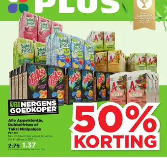 PLUS Alle Appelsientje, Dubbelfrisss of Taksi Minipakjes aanbieding