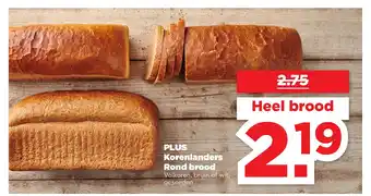 PLUS Korenlanders Rond brood Volkoren, bruin of wit, gesneden heel brood aanbieding