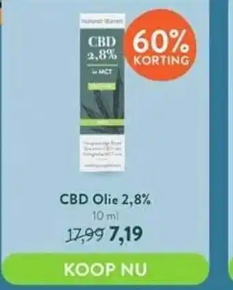 Holland & Barrett Holland & barrett cbd olie 2,8% aanbieding