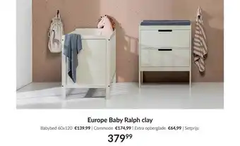 Babypark Europe baby ralph clay : babybed 60x120 | commode | extra opberglade aanbieding