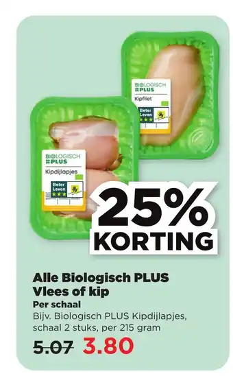 PLUS Alle Biologisch Vlees of kip per schaal aanbieding