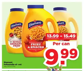 PLUS Diamant Frituurolie of -vet 3 liter per can aanbieding