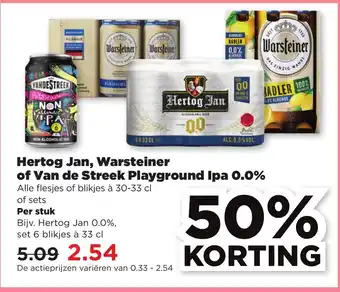 PLUS Hertog Jan, Warsteiner of Van de Streek Playground Ipa 0.0% per stuk aanbieding