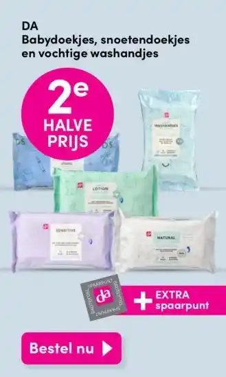 DA Babydoekjes, snoetendoekjes en vochtige washandjes aanbieding