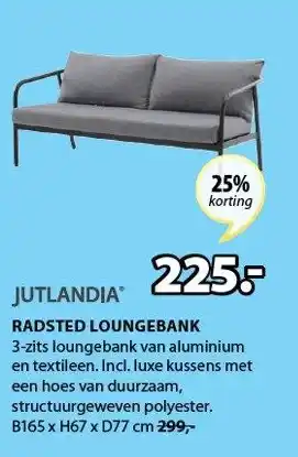 Jysk Radsted loungebank b165xh67xd77 cm aanbieding