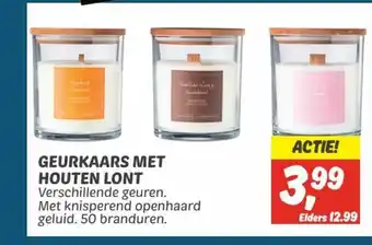 Dekamarkt Geurkaars met houten lont aanbieding