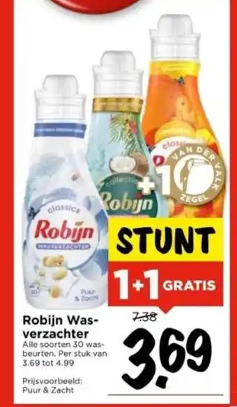 Vomar Voordeelmarkt Robijn wasverzachter 1+1 gratis aanbieding