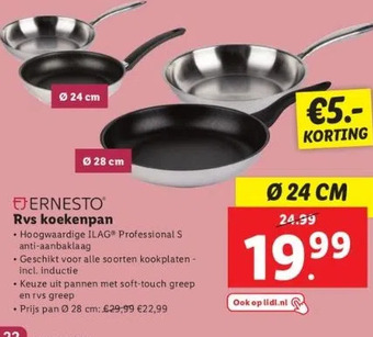 Lidl Rvs koekenpan aanbieding