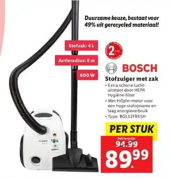 Lidl Stofzuiger met zak aanbieding