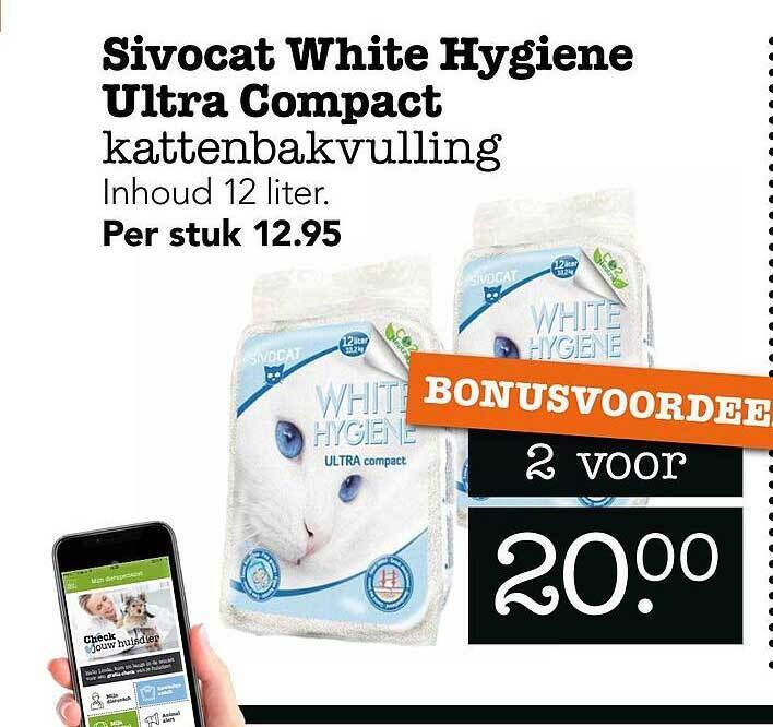 Sivocat white hygiene ultra compact kattenbakvulling aanbieding bij