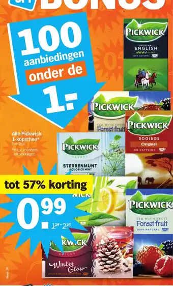 Albert Heijn Alle Pickwick 1-kopsthee aanbieding