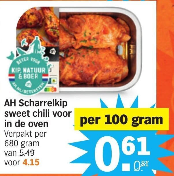 AH Scharrelkip sweet chili voor in de oven 100 gram aanbieding bij
