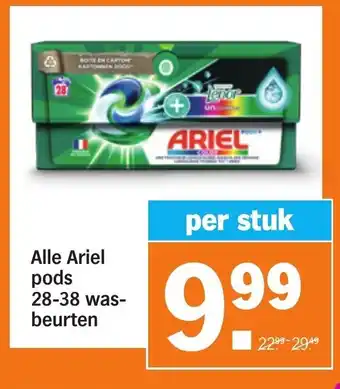 Albert Heijn Alle Ariel pods 28-38 wasbeurten aanbieding