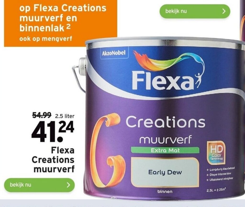 Flexa creations muurverf 2.5 liter aanbieding bij GAMMA